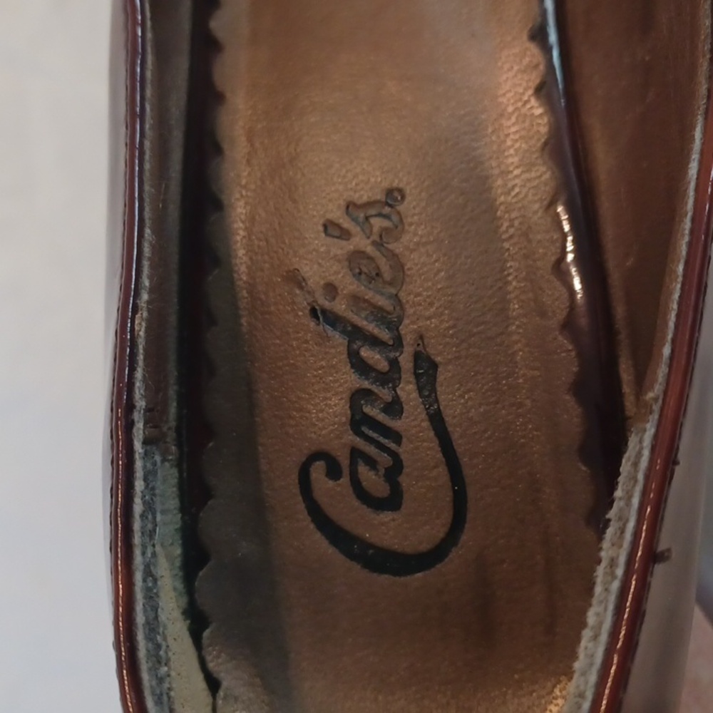 3/$25 SALE Candies Peep Toe Platform Heel Brown Tortoise Patent Leather Womens 6 - Picture 11 of 14